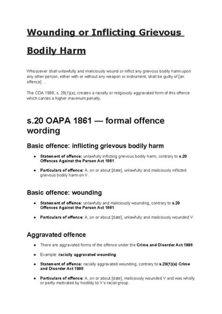 An Overview Of Legal Consequences And Sentencing For Grievous Bodily Harm (GBH)