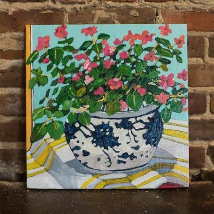 Mandy Buchanan Yellow Stripe (16" x 16") Laurel Mercantile Co. Art