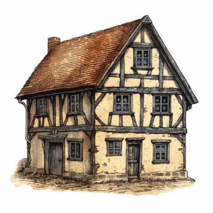 Medieval houses, Architecture drawing, House drawing